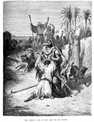 Vintage engraving of a scene from the New Testament by Gustave Dore showing the Prodigal son in his fathers arms. Vintage engraving of a scene from the New Testament by Gustave Dore showing the Prodigal son in his fathers arms.