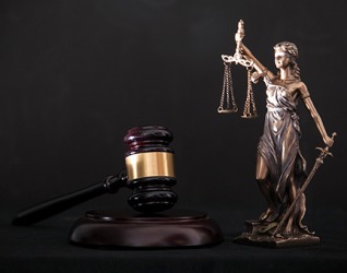 The symbols of Themis and the gavel represent the professional ethics of the judicial system. The symbols of Themis and the gavel represent the professional ethics of the judicial system.