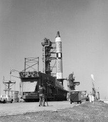 Gemini-Titan 3 on its launch pad at Cape Canaveral, Florida 1965 Gemini-Titan 3 on its launch pad at Cape Canaveral, Florida 1965