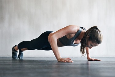 Her crossfit routine works in push-ups. Her crossfit routine works in push-ups.