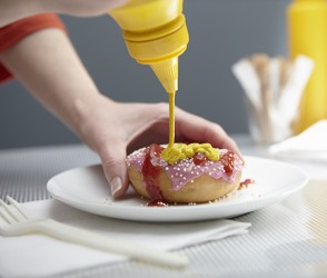She has several quirks, but the grossest one is that she puts mustard on everything she eats. She has several quirks, but the grossest one is that she puts mustard on everything she eats.