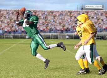 The wide receiver almost always catches the pass because he has a quick reaction time. The wide receiver almost always catches the pass because he has a quick reaction time.
