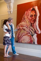 The couple enjoys going to museums because they discuss their reflexive observations of the artwork. The couple enjoys going to museums because they discuss their reflexive observations of the artwork.