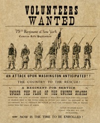 A flyer asking for volunteers to join the 79th Regiment of New York. A flyer asking for volunteers to join the 79th Regiment of New York.
