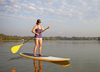 Stephanie's best friend let her borrow her paddle board because she was considering buying one for herself. Stephanie's best friend let her borrow her paddle board because she was considering buying one for herself.