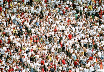 There was an excited mob of fans at the much anticipated soccer match. There was an excited mob of fans at the much anticipated soccer match.