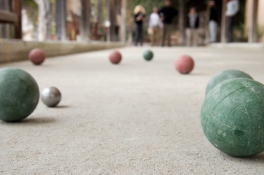 A game of boccie in progress. A game of boccie in progress.