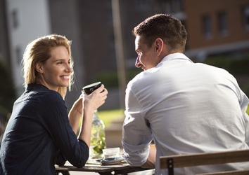 Jemma and Aidan rendezvous at the cafe for lunch because they don't want anyone at work to know that they are dating. Jemma and Aidan rendezvous at the cafe for lunch because they don't want anyone at work to know that they are dating.