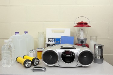 Two items that homeowners should replenish in their emergency kit are water and batteries. Two items that homeowners should replenish in their emergency kit are water and batteries.