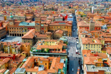 An aerial view of the city of Bologna. An aerial view of the city of Bologna.