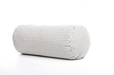 A black and white striped bolster. A black and white striped bolster.
