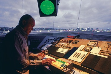 The air traffic controller is rerouting the planes because of the severe storm. The air traffic controller is rerouting the planes because of the severe storm.