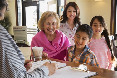 The Lopez family made a reservation at their favorite restaurant to celebrate Grandma's birthday. The Lopez family made a reservation at their favorite restaurant to celebrate Grandma's birthday.