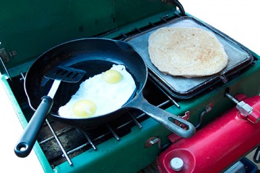 When the electricity was still out as a result of the hurricane, her dad showed resourcefulness by cooking a hot breakfast for the family on their portable propane stove. When the electricity was still out as a result of the hurricane, her dad showed resourcefulness by cooking a hot breakfast for the family on their portable propane stove.