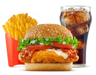 The french fries, chicken sandwich and cola cost $3, $5 and $2 respectively. The french fries, chicken sandwich and cola cost $3, $5 and $2 respectively.