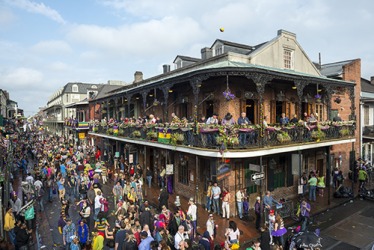 Crowds of people revel at the Mardi Gras festivities in New Orleans every year. Crowds of people revel at the Mardi Gras festivities in New Orleans every year.
