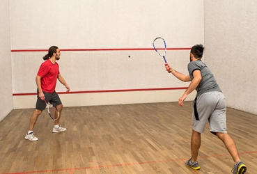In the sport of racquetball, the ball can ricochet off all of the walls and still be in play. In the sport of racquetball, the ball can ricochet off all of the walls and still be in play.