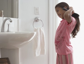 Haylie's nighttime routine includes brushing her hair and teeth before bed. Haylie's nighttime routine includes brushing her hair and teeth before bed.