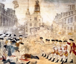 Artwork depicting the Boston Massacre. Artwork depicting the Boston Massacre.