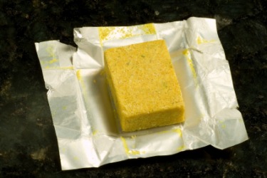 A chicken bouillon cube. A chicken bouillon cube.