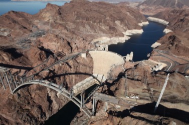 An aerial view of Hoover Dam, once known as Boulder Dam. An aerial view of Hoover Dam, once known as Boulder Dam.