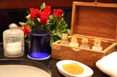 Several bathroom amenities Several bathroom amenities