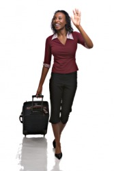 A woman wearing capri pants. A woman wearing capri pants.