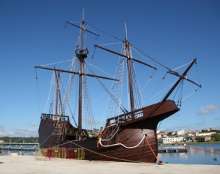 A reproduction of a caravel. A reproduction of a caravel.