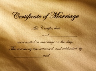 A certificate of marriage. A certificate of marriage.