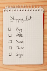 A shopping list is a checklist for going to the store. A shopping list is a checklist for going to the store.