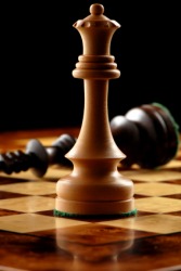 The checkmated black king lying on its side. The checkmated black king lying on its side.