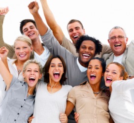 A group of people in good cheer. A group of people in good cheer.