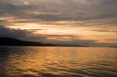 The Angara River at sunset. The Angara River at sunset.