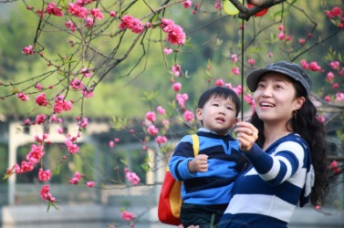 A Chinese mother and son. A Chinese mother and son.