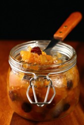A jar of apple chutney. A jar of apple chutney.