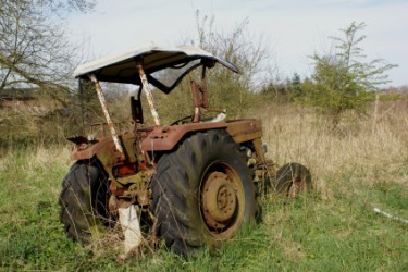A clapped-out tractor. A clapped-out tractor.