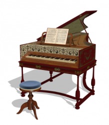 An old cembalo or harpsichord. An old cembalo or harpsichord.