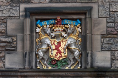 The Scottish coat of arms displayed on the wall of Edinburgh castle. The Scottish coat of arms displayed on the wall of Edinburgh castle.