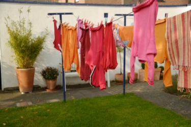Clothes hanging on a clothesline. Clothes hanging on a clothesline.