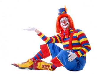 A circus clown. A circus clown.