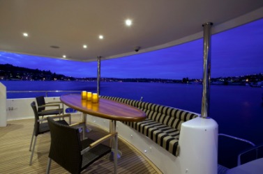 The deck of a yacht. The deck of a yacht.