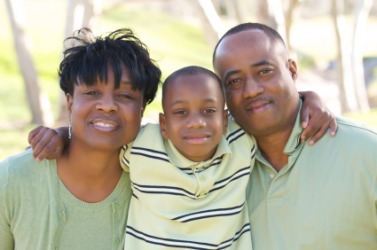 An African-American family. An African-American family.