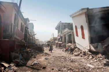 A city devastated by an earthquake. A city devastated by an earthquake.