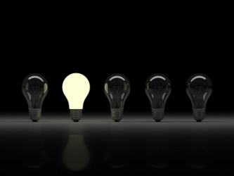 The difference between one bulb and the others is that it's lit. The difference between one bulb and the others is that it's lit.