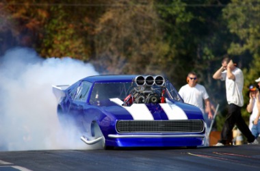 A dragster getting ready to race. A dragster getting ready to race.