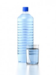 A bottle of drinkable water. A bottle of drinkable water.