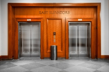 Elevators in an office building. Elevators in an office building.