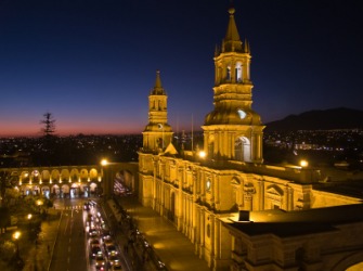 The cathedral in Arequipa, Peru. The cathedral in Arequipa, Peru.