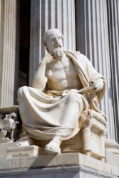 A statue of the Greek writer, Herodotus. A statue of the Greek writer, Herodotus.