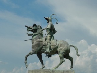 A statue of the conquistadore Francisco Pizarro. A statue of the conquistadore Francisco Pizarro.